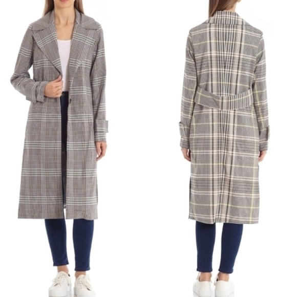 Avec Les Filles Black/ White/ Yellow Plaid Coat - Picture 2 of 12